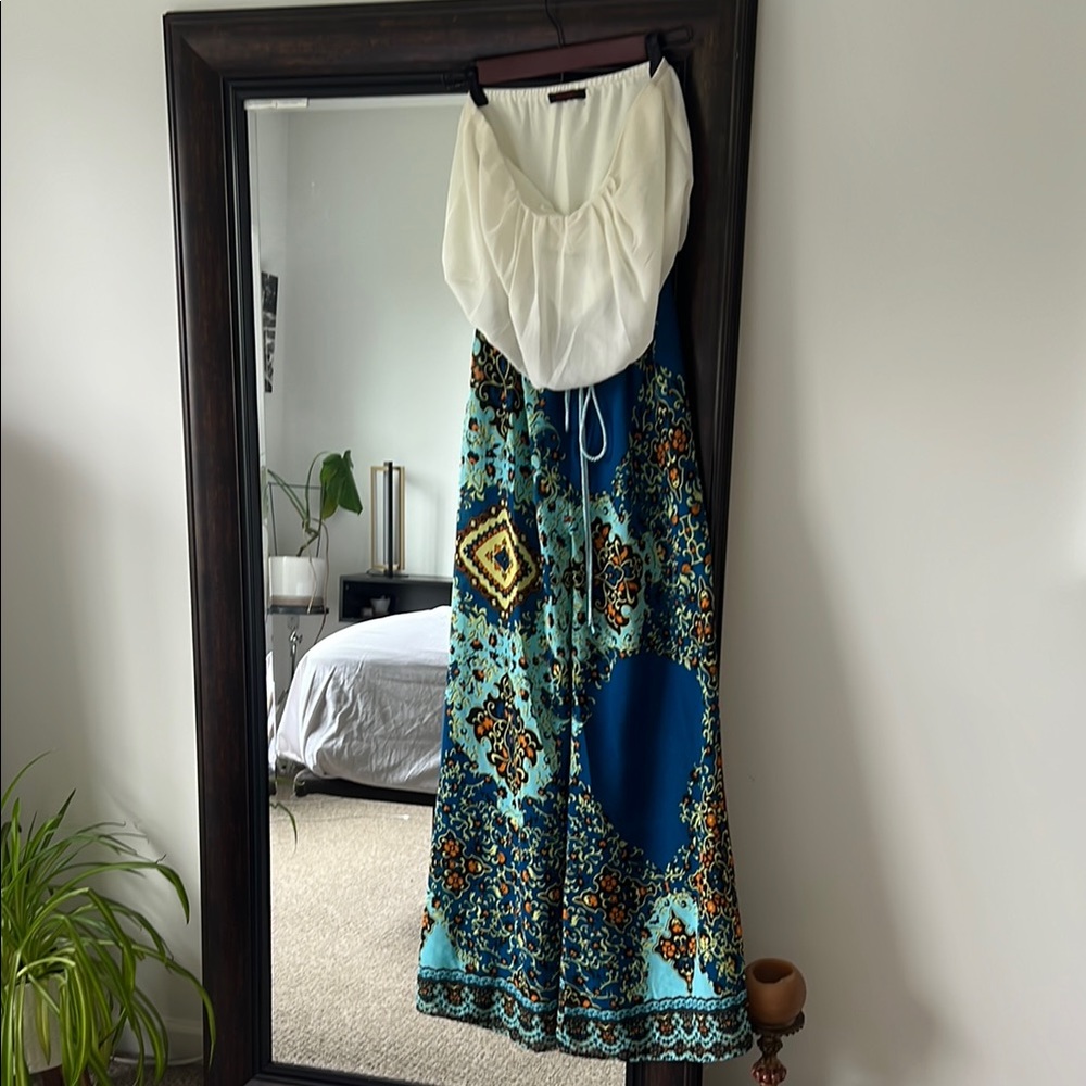 Bohemian, Flowy Wide Leg Jumpsuit with White Top